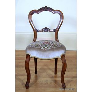 A set of six Victorian walnut balloon back chairs, 19th century,&hellip;