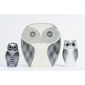 Abraham Palatnik three Owls Lucite op Art, largest owl winks at…