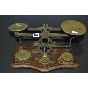 Antique Victorian Postal Scales and Weights on Oak Stand, Scotland 1880,  H822 at 1stDibs