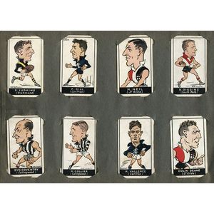 C1933-34 cards in album, mainly football cards (68), noted 1933…