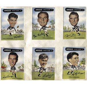 1954 Argus 'VFL Football Caricature Swap Card Series', complete…