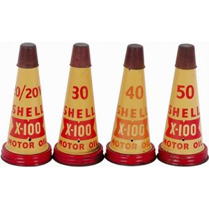 Shell X-100 Oil pourer set: Tin pourers in good condition for…