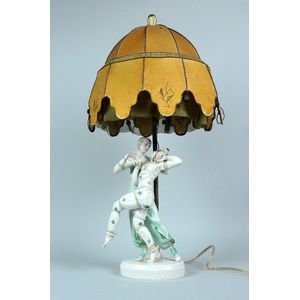 A fine Bohemian Art Deco porcelain Figure/Lamp, 'Ballet Russe'…