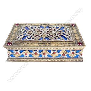 A spectacular 18ct gold and enamel embellished .800 silver box,…