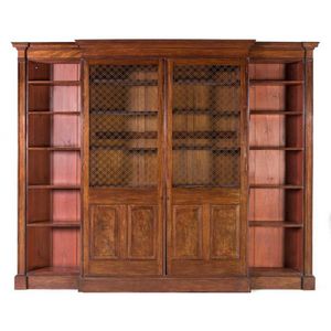 A wire front mahogany library bookcase, English, 19th century,&hellip;