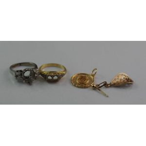 18ct Gold Chinese Character Ring with Earrings and Plated Ring - Zother ...