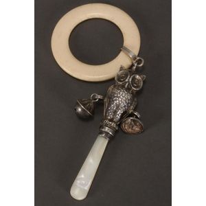 Victorian silver baby rattle, stamped C&N, in the form of an…