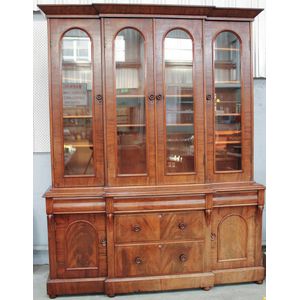 Victorian mahogany glass top breakfront bookcase with four&hellip;