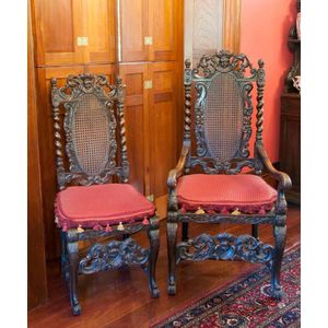 A set of eight Victorian carved walnut dining chairs in the&hellip;