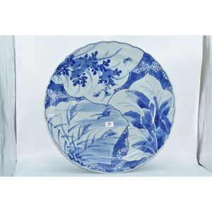 Large Japanese blue and white porcelain charger