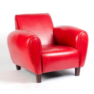 A pair of Art Deco style red leather club arm chairs, 20th…