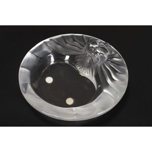 Lalique frosted glass dish, decorated with a lion's head,&hellip;