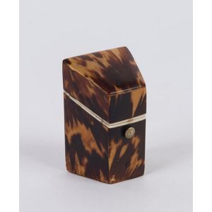 A Victorian miniature casket, tortoiseshell and bone with red…