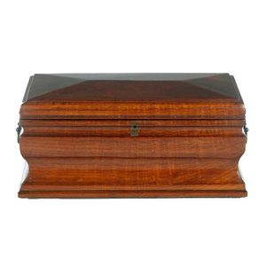A Colonial cedar casket, of sarcophagus outline with a rising…