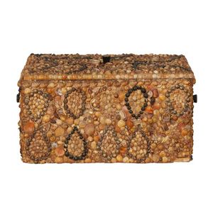 A shell encrusted casket, the removable top with a design of…