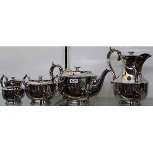 A James Dixon and Sons silver plated four pieces tea service,…