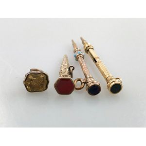 Two Victorian fancy propelling pencils, with small seal and…