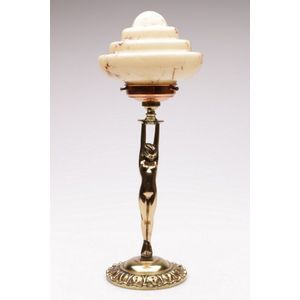 An Art Deco lady figural table lamp base, height 46 cm needs…