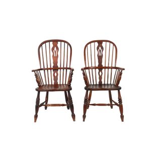 Pair of Windsor armchairs early 19th century elm and oak,&hellip;