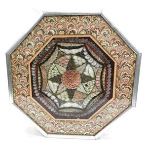A Victorian 'Sailor's Valentine' shell mosaic picture, c.1850,…