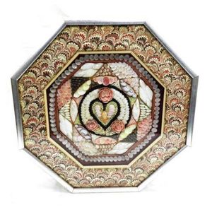 A Victorian 'Sailor's Valentine' shell mosaic picture, c.1850,…