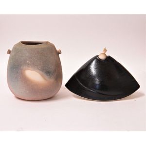 Two Chris Weaver pottery items, includes an iron series rounded&hellip;