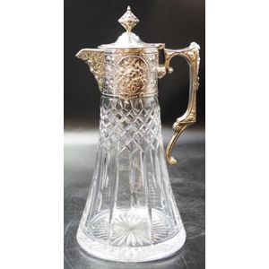 Good vintage silver plate & crystal claret jug embossed…