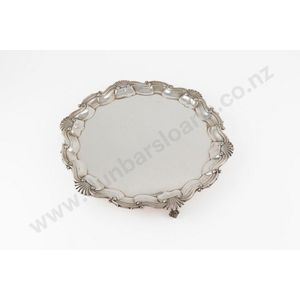 Edward VII sterling silver salver, shaped circular with shell…