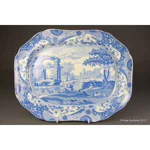 A Spode 'Blue Italian' pattern meat dish, 1820, rectangular&hellip;