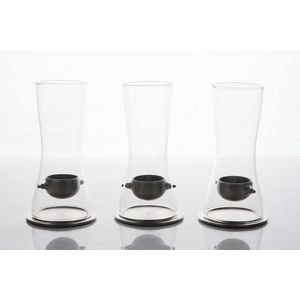 Georg Jensen, three Danish candle holders, clear glass and…