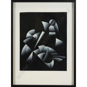 Lloyd Hillyer, untitled abstract design in black and white,…