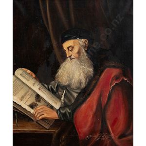 Hendricks Injathy (Dutch), portrait of a bearded man with book,…