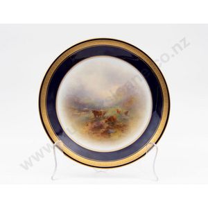 Royal Worcester plate, painted with highland cattle signed H…