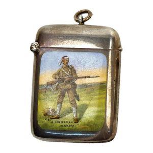 A late Victorian silver and enamel vesta, the front of the case…