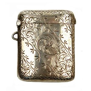 Engraved Edwardian Silver Vesta Case, Chester 1908 - Smoking ...