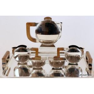 A Christofle Art Deco silver-plated six-piece tea service,…