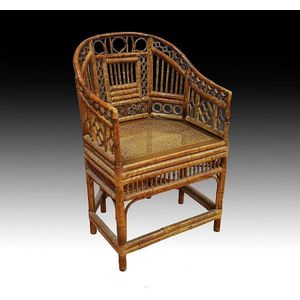 Early 20th Century Tortoise Shell Bamboo Armchair Seating