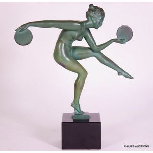 An Art Deco patinated spelter figure, 'Danse Paienne' by…