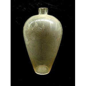 A large early 20th century etched glass carboy (bottle vase) 42…