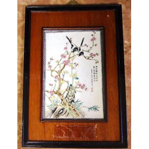 Birds and Blossom Trees Porcelain Plaque - Ceramics - Chinese - Oriental