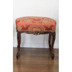 Louis xv style bergere in navy upholstery and matching ottoman