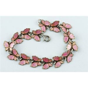 Danish Silver Butterfly Bracelet With Pink Enamel - Bracelets/Bangles ...