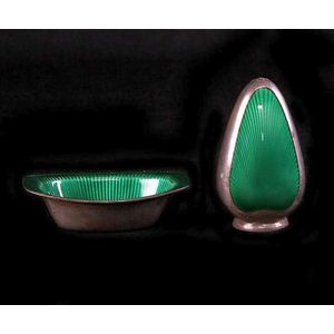 Danish 925 standard silver Frigast salt and pepper with green&hellip;