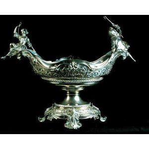 Hallmarked sterling silver double handled figural centrepiece…