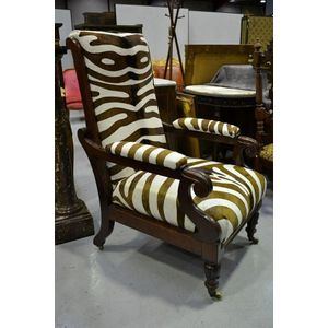 Antique mahogany William IV adjustable arm chair, upholstered…