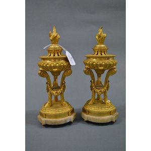 Fine pair of antique French gilt metal cassolettes with…