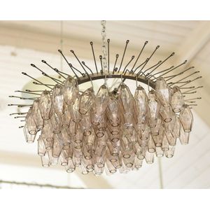 Carlo Scarpa 'Poliedri' chandelier, hand blown pink…