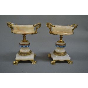 Fine pair of antique gilt bronze and champleve enamel mounted…