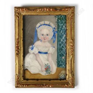 A Victorian miniature of a young girl, painted on ivory, gilt…