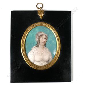 An 19th century portrait miniature painted on ivory, of a young…